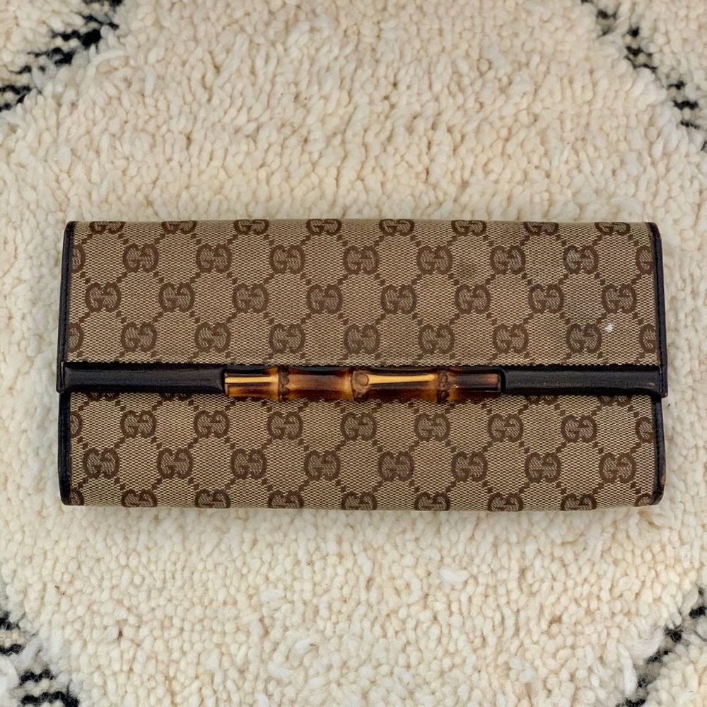 Authentic Gucci Clutch With Classic Bamboo Buckle